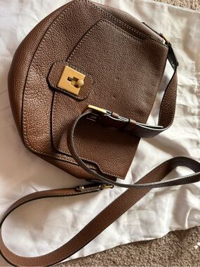 Furla Brown Pebbled Leather Crossbody with Gold Hardware